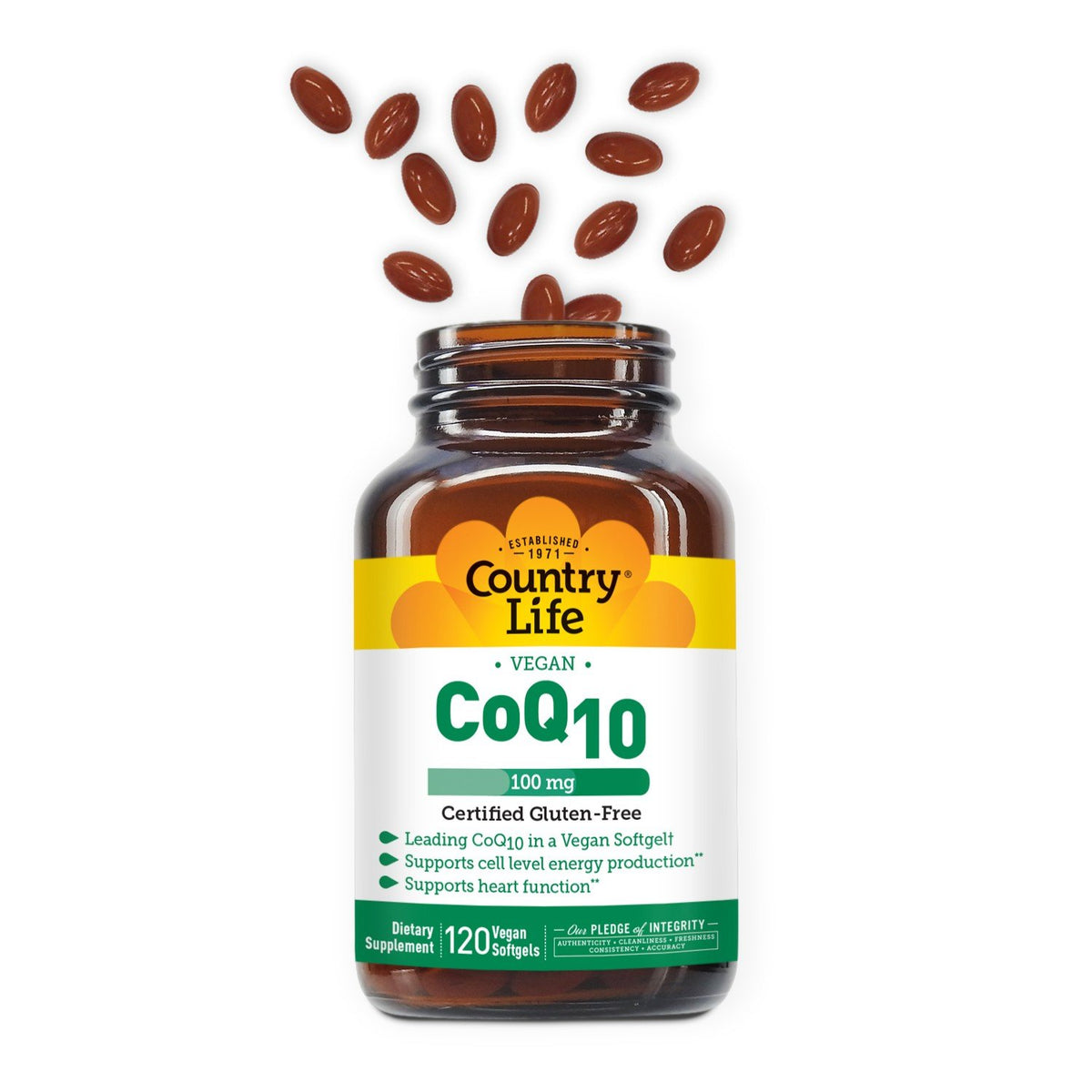 Country Life Vegan CoQ10 100 mg Gluten Free 120 Softgel