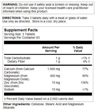 Kal Calcium/Magnesium/Zinc 250 Tablet