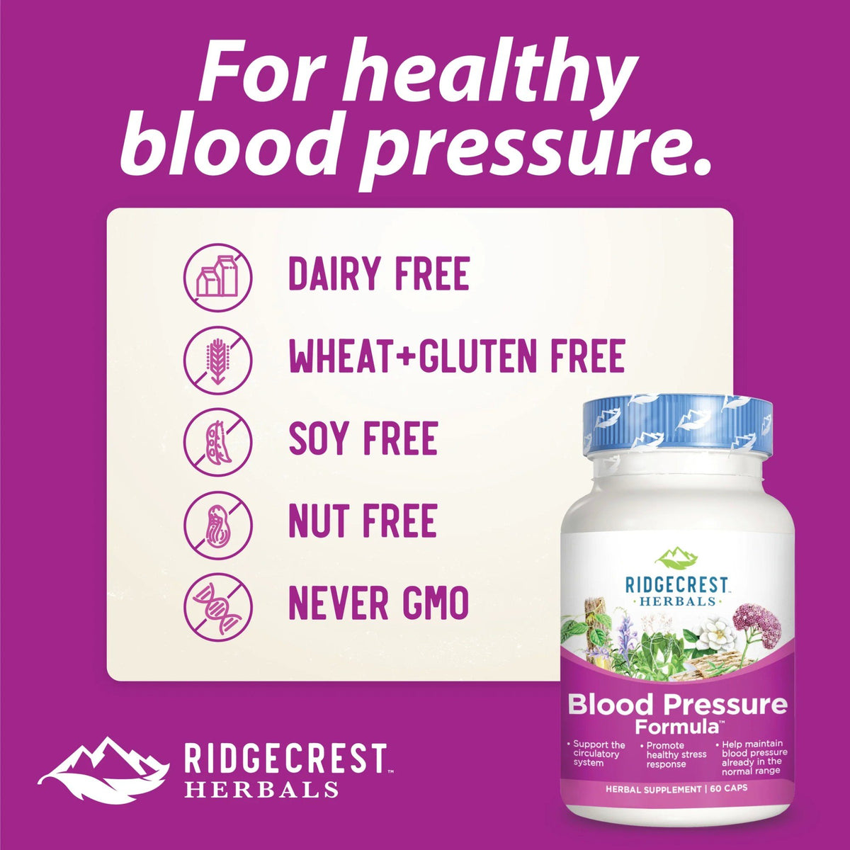 Ridgecrest Herbals Blood Pressure Formula 60 VegCap