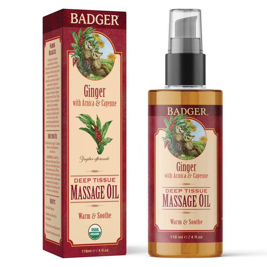 Badger Ginger Deep Tissue Massage Oil 4 oz Oil