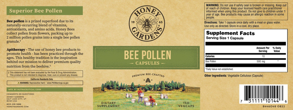 Honey Gardens Bee Pollen 580mg 150 Capsule