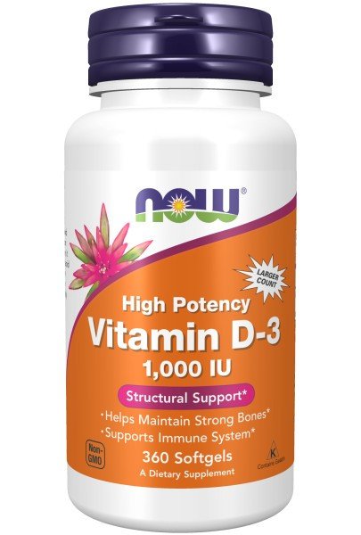 1000 IU Vitamin D3  | Now Foods | Structural Support | Bone Strength | Immune System Support | Non GMO | Dietary Supplement | 360 Softgels | VitaminLife