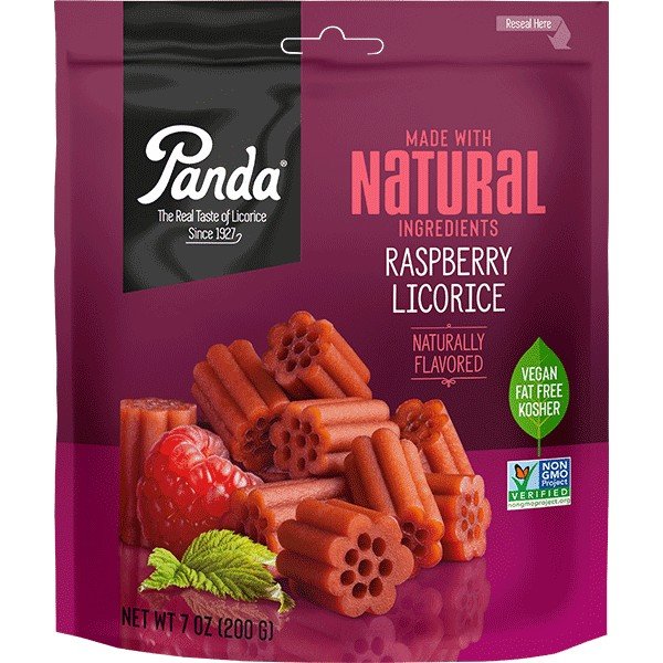 Panda Licorice Raspberry Licorice Chews 7 oz (200 g) Bag