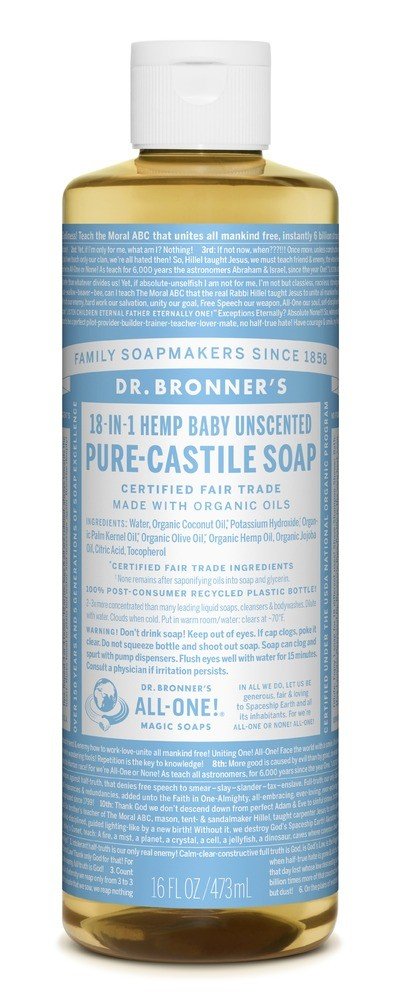 Dr. Bronner's Magic Soaps All-One Hemp Baby Unscented Pure-Castile