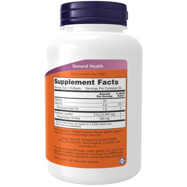 Now Foods Sunflower Lecithin 1200mg 100 Softgel