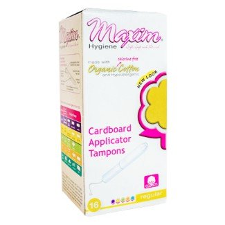 Maxim Hygiene Products Organic Cotton Cardboard Applicator Tampons Regular 16 Tampon