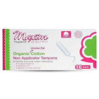 Maxim Hygiene Products Organic Cotton Non Applicator Tampons Super 16 Tampon