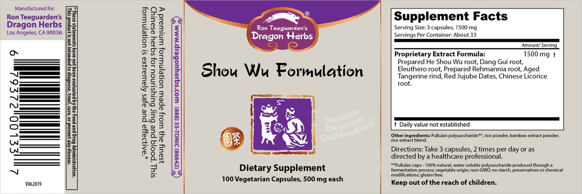 Dragon Herbs Shou Wu Formulation 100 Capsule
