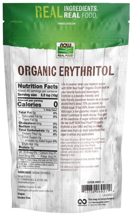 Now Foods Organic Erythritol 16 oz Granule - VitaminLife