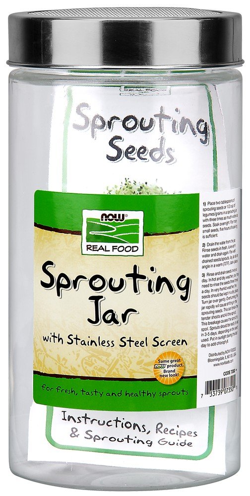Now Foods Sprouting Jar with Lid 1/2 gallon Glass Jar