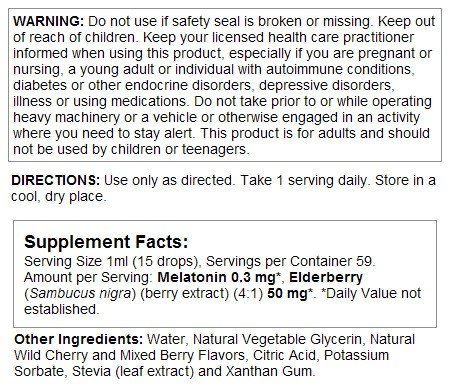 Kal Melatonin Elderberry 0.3 mg Dropins Cherry 2 fl oz Liquid