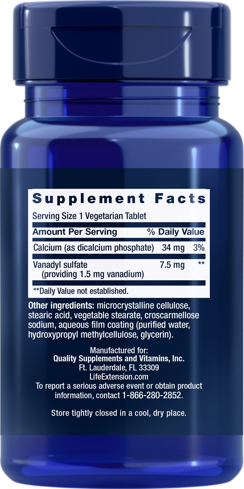 Life Extension Vanadyl Sulfate 7.5 mg 100 Vegetarian Tablet