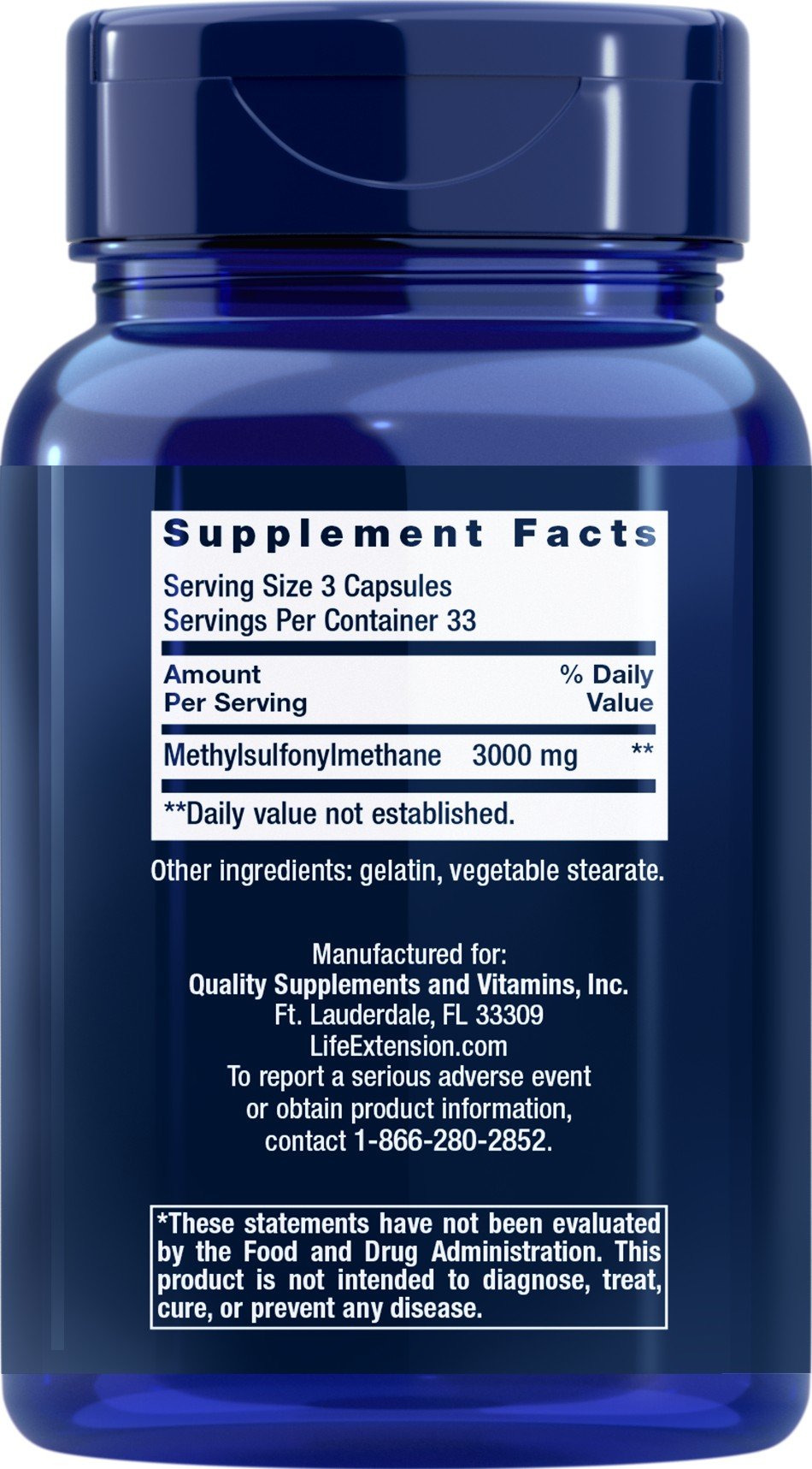 Life Extension MSM 1000mg 100 Capsule