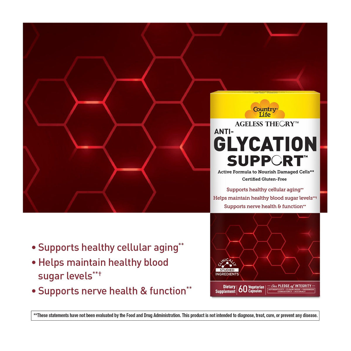 Country Life Ant-Glycation Support 60 Vegcaps