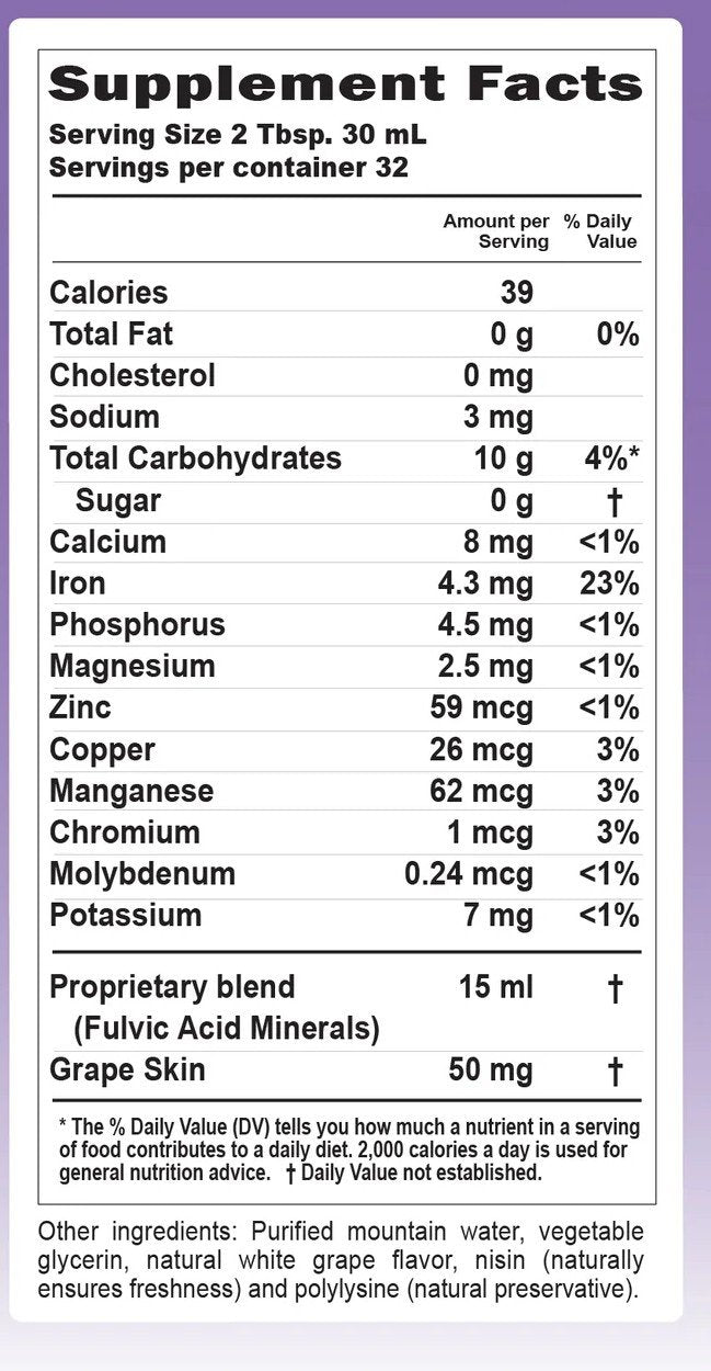 Buried Treasure Fulvic Minerals Grape 32 oz Liquid