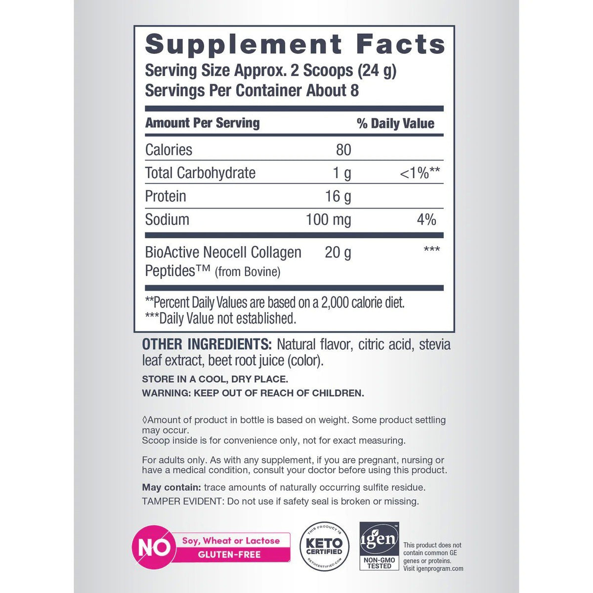 Neocell Grassfed Collagen Peptides Unflavored 14 oz Powder