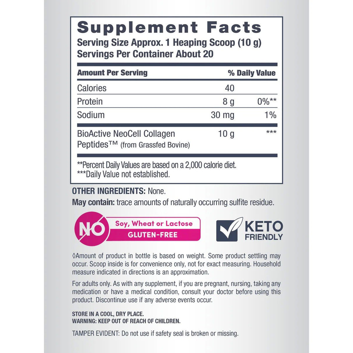 Neocell Grassfed Collagen Peptides Unflavored 14 oz Powder