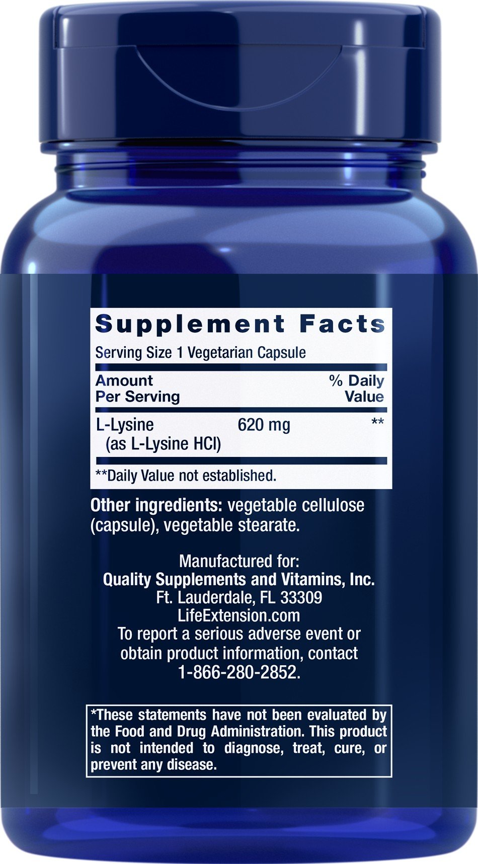 Life Extension L-Lysine 620mg 100 VegCap