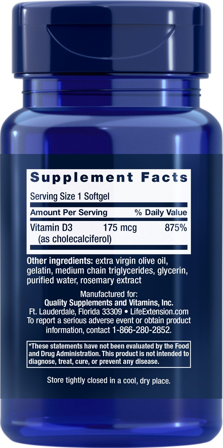 Life Extension Vitamin D 3 7000 IU 60 Softgel