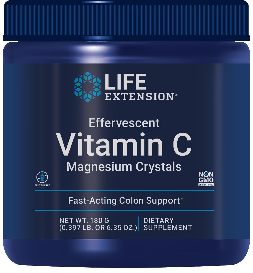 Life Extension Effervescent Vitamin C Magnesium Crystals 180 grams Powder