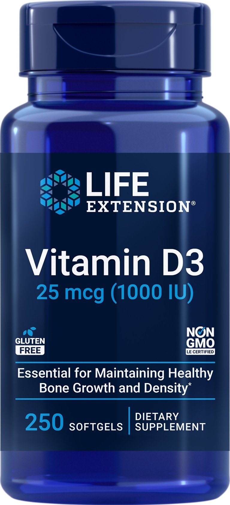 Life Extension Vitamin D3 25 mcg (1000IU) 250 Softgel