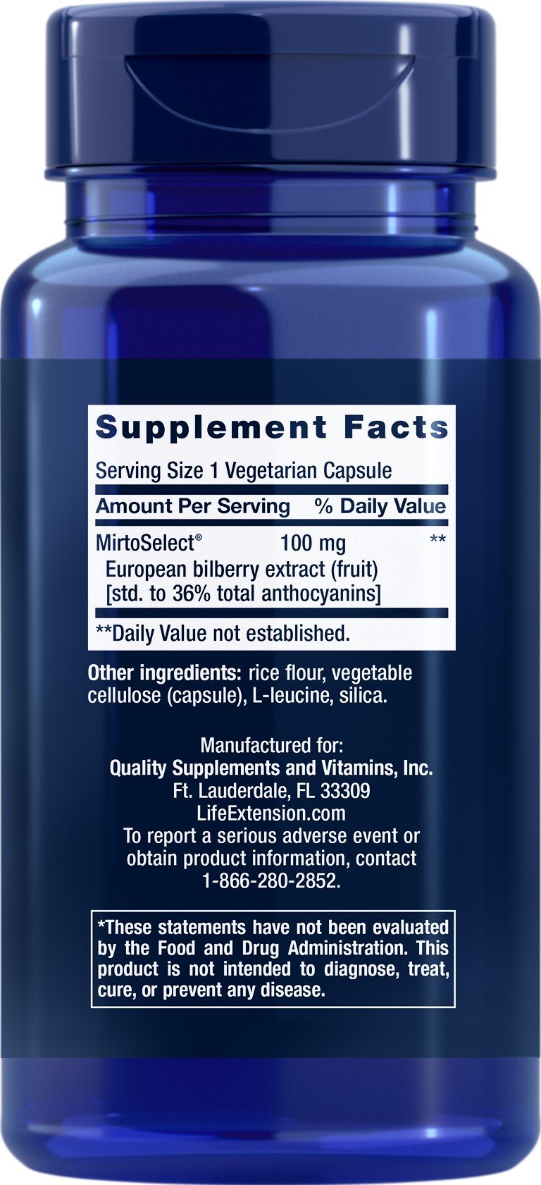 Life Extension Bilberry Extract-100 mg 90 Vegetarian Capsules
