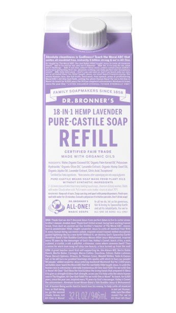 Dr. Bronner's Pure Castile Soap Refill Carton Lavender 32 oz Container