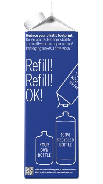 Dr. Bronner&#39;s Pure Castile Soap Refill Carton Peppermint 32 oz Container