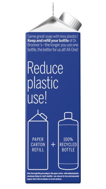 Dr. Bronner&#39;s Pure Castile Soap Refill Carton Peppermint 32 oz Container