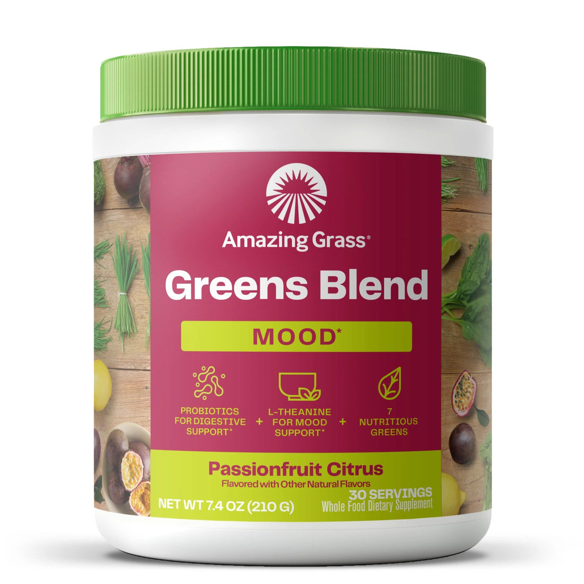 Amazing Grass Greens Blend Mood Passion Fruit Citrus 7.4 oz (210G) Powder