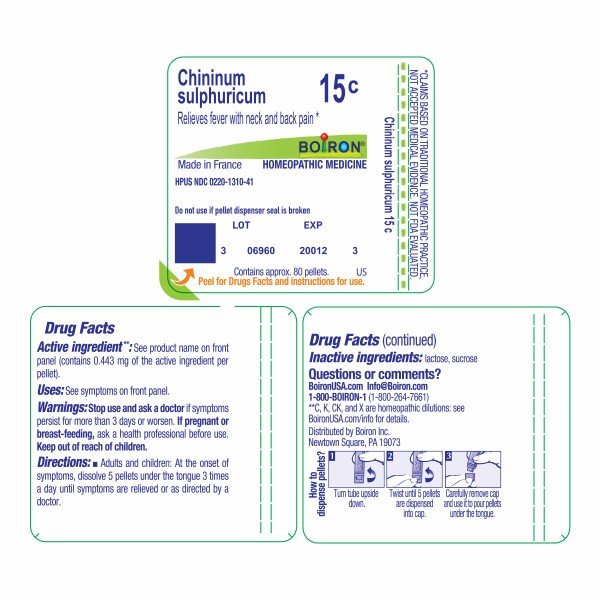 Boiron Chininum Sulphuricum 15C Homeopathic Single Medicine For Pain 80 Pellet