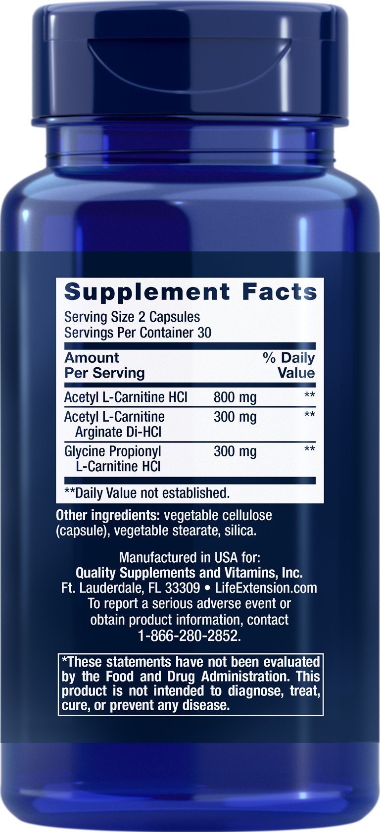 Life Extension Optimized Carnitine 60 VegCap