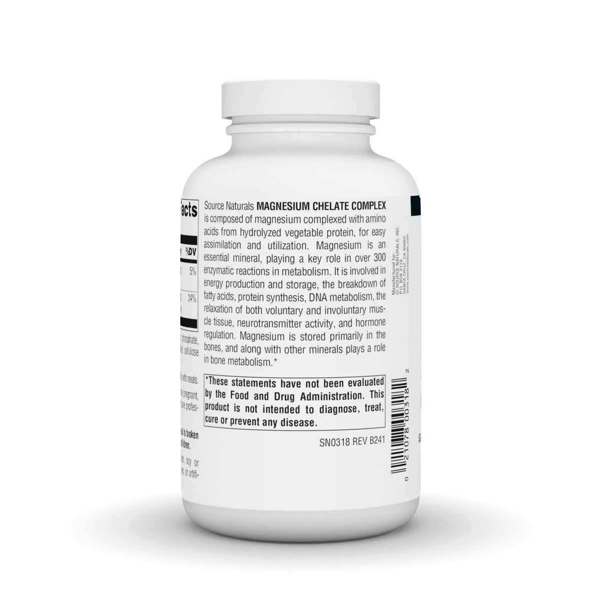 Source Naturals, Inc. Magnesium Chelate 100mg 250 Tablet