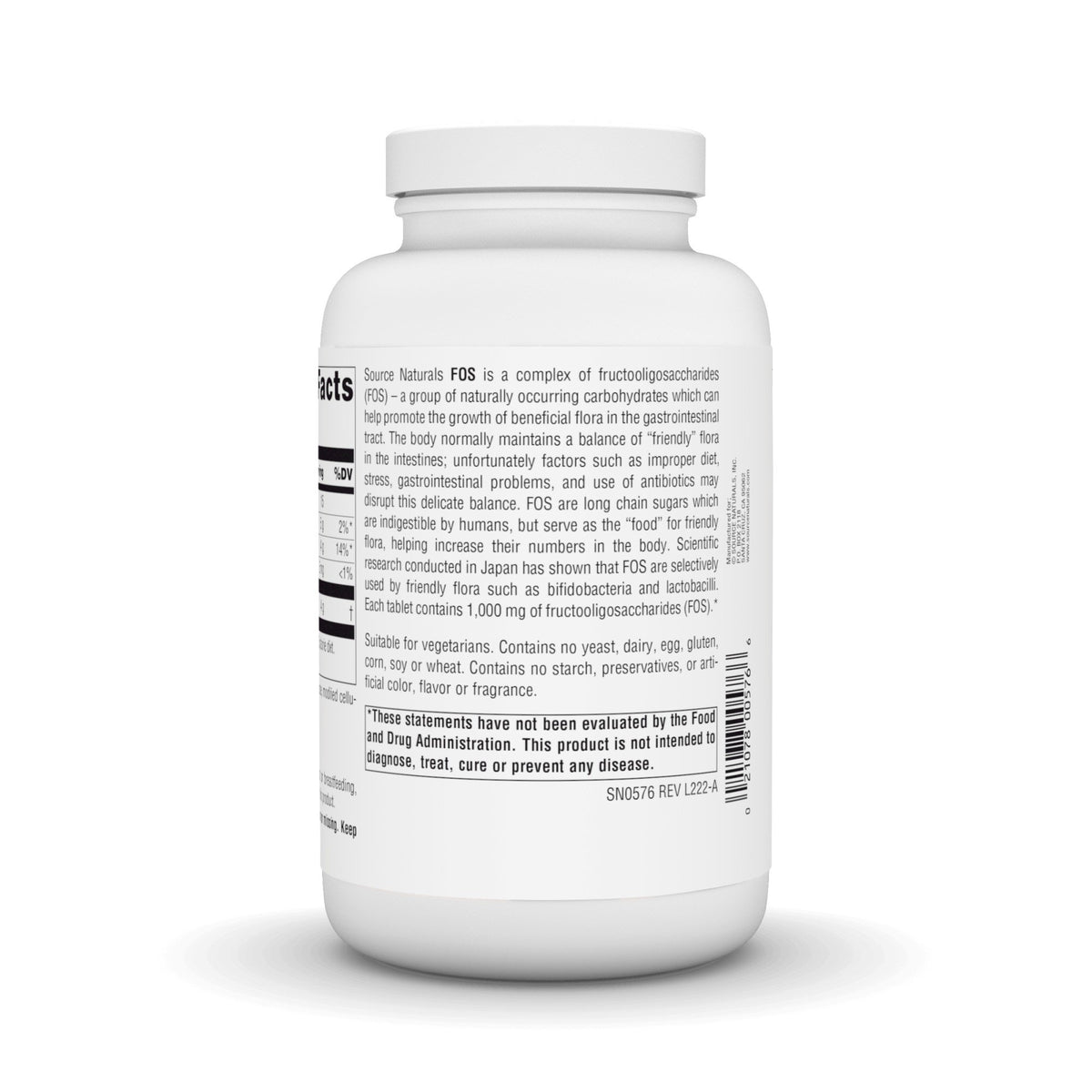 Source Naturals, Inc. FOS Probiotics Enhancer 1000mg 200 Tablet