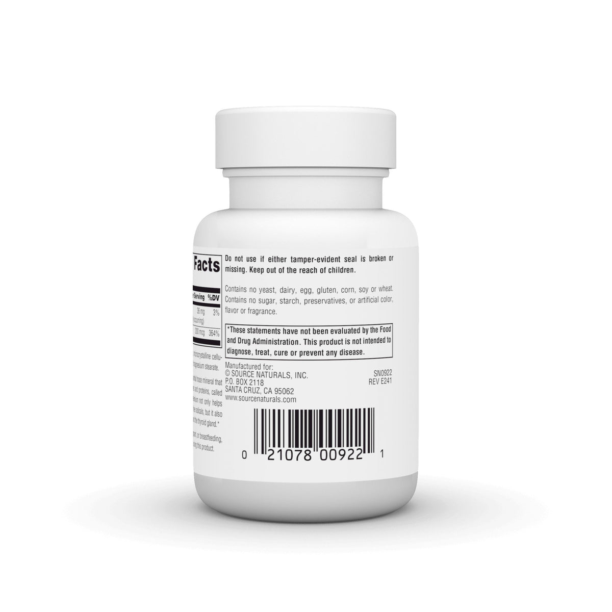 Source Naturals, Inc. Selenium (L-Selenomethionine) 200mcg 60 Tablet