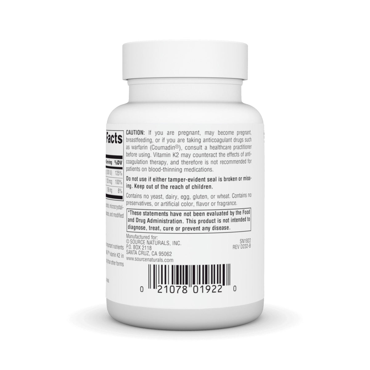 Source Naturals, Inc. Vitamin K-2 60 Tablet