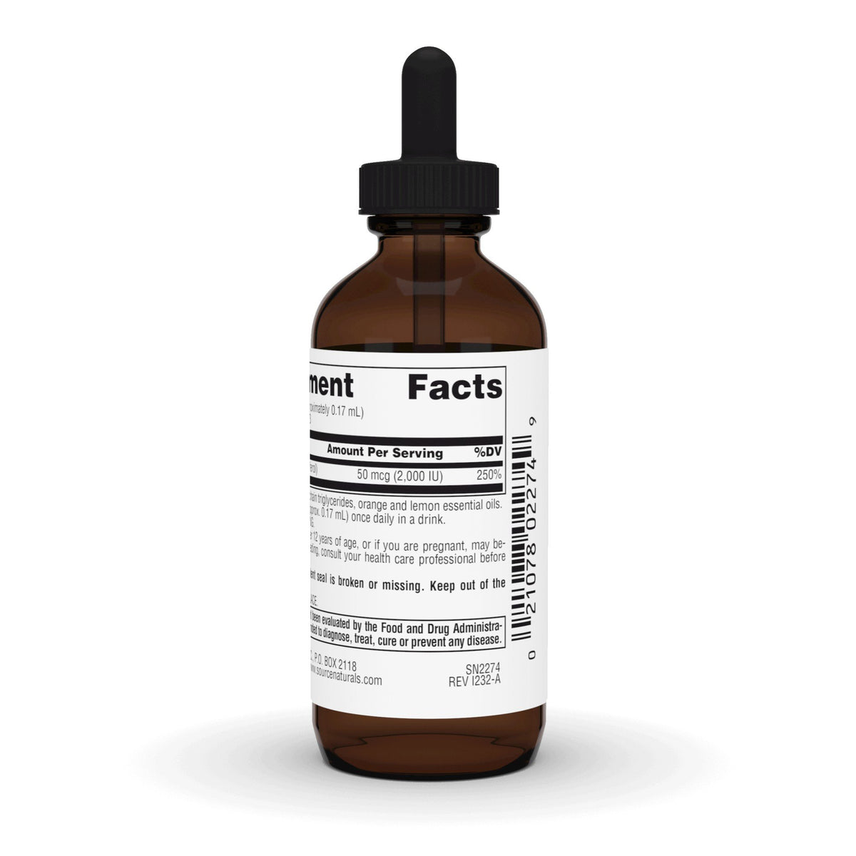 Source Naturals, Inc. Vitamin D3 2000 IU 1 oz Liquid