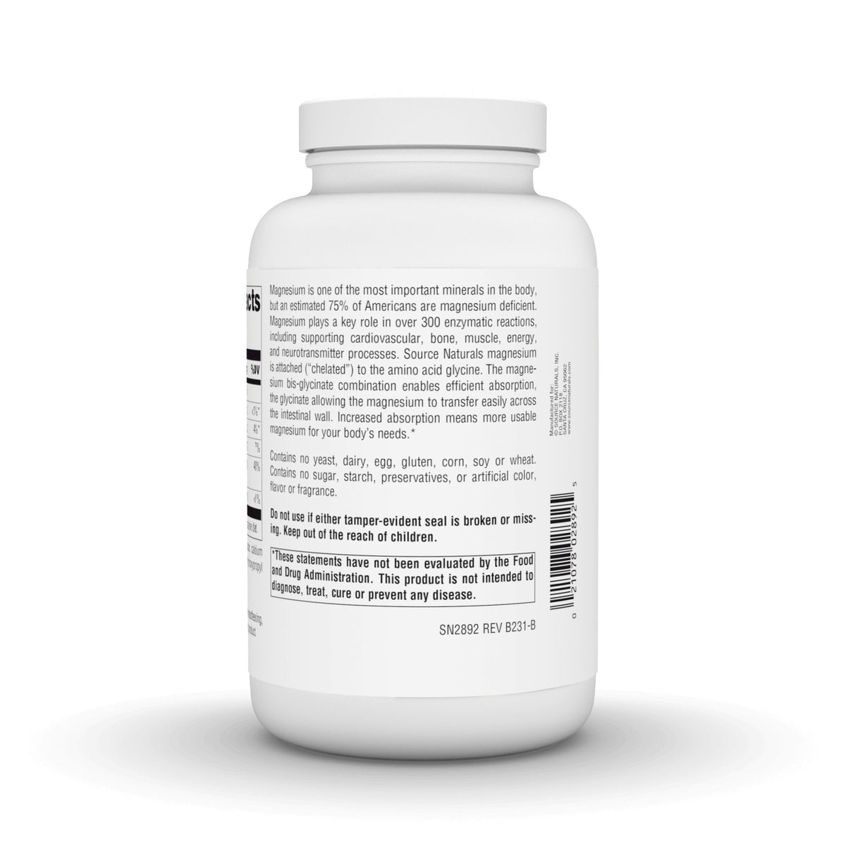 Source Naturals, Inc. Magnesium Glycinate 180 Tablet