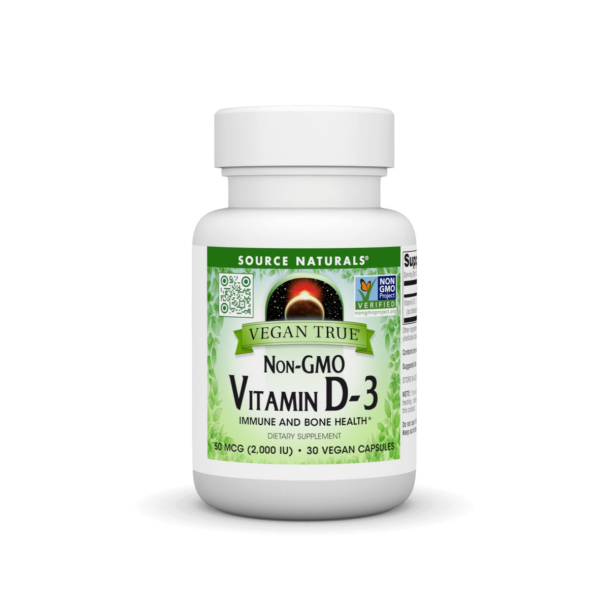 Source Naturals, Inc. Vegan True Non-GMO Vitamin D-3 2,000 IU 30 VegCap