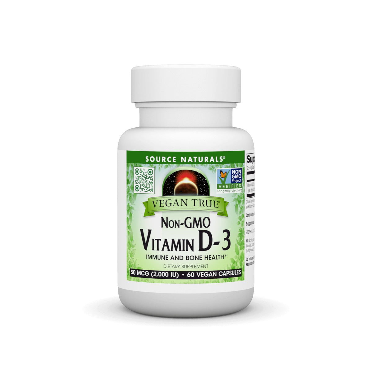 Source Naturals, Inc. Vegan True Non-GMO Vitamin D-3 2,000 IU 60 VegCap
