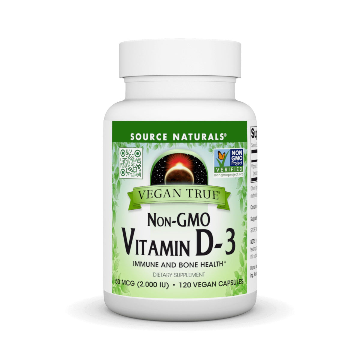 Source Naturals, Inc. Vegan True Non-GMO Vitamin D-3 2,000 IU 120 VegCap