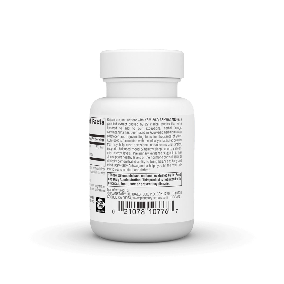 Planetary Herbals KSM-66 Ashwagandha 600 mg 30 VegCap