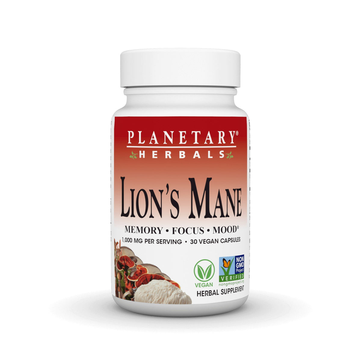 Planetary Herbals Lion&#39;s Mane 500 mg 30 VegCap