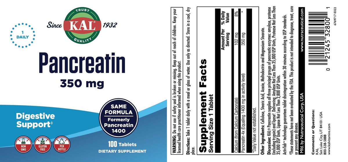 Kal Pancreatin 350 mg 100 Tablet