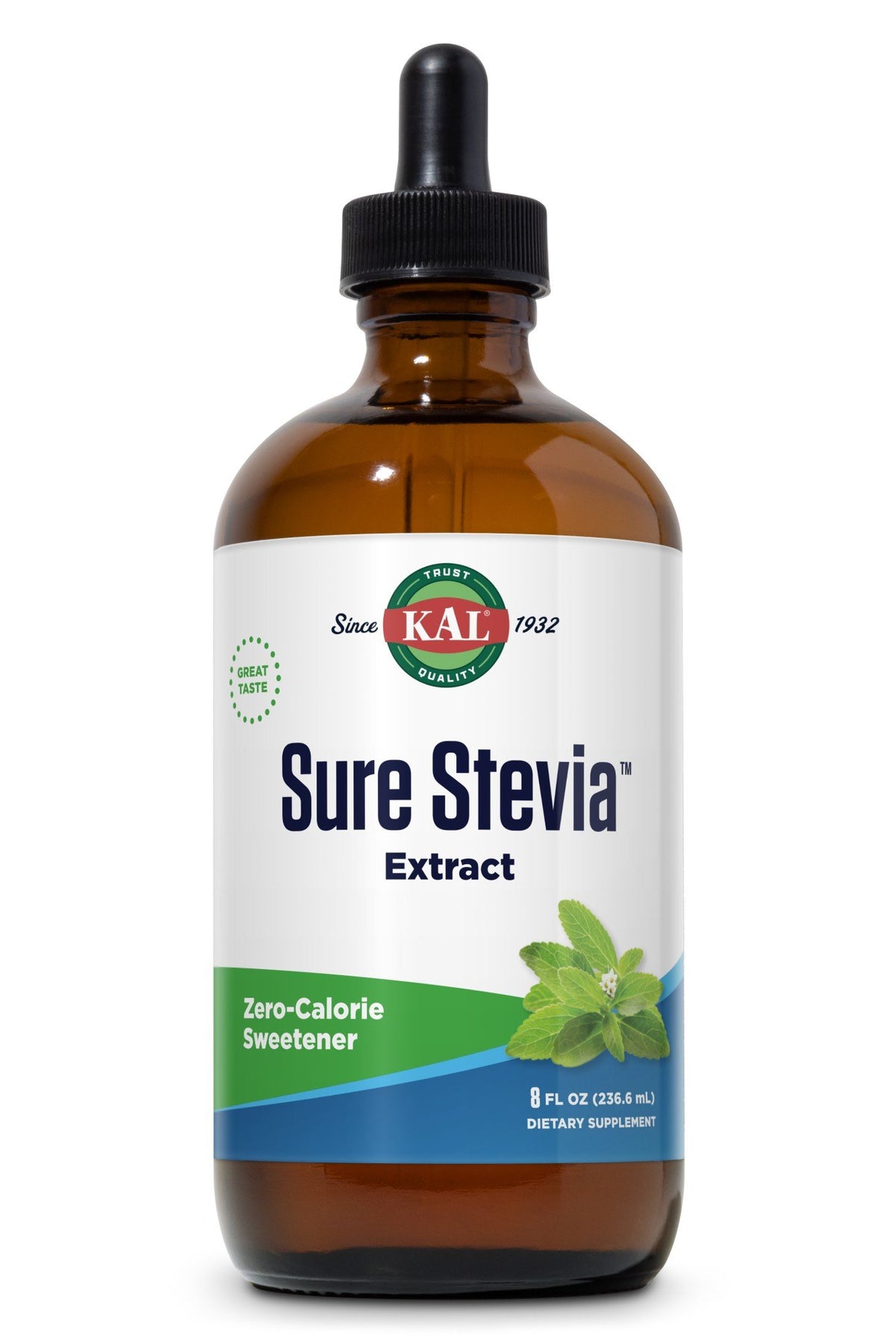 Sure Stevia Extract | Kal | Zero Calorie Sweetener | Dietary Supplement | 8 fluid ounces | VitaminLife