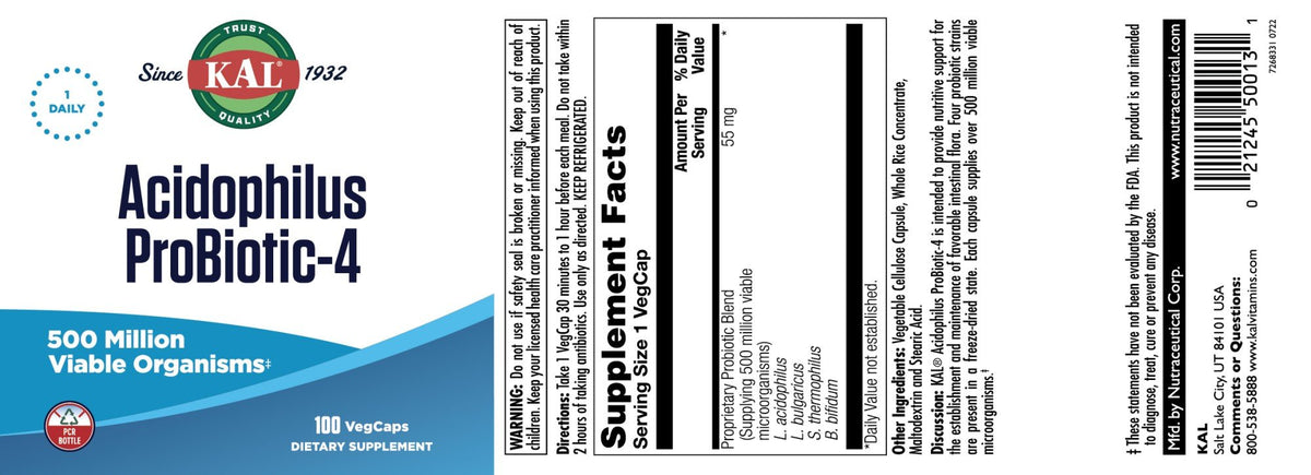 Kal Acidophilus Probiotic-4 100 Capsule