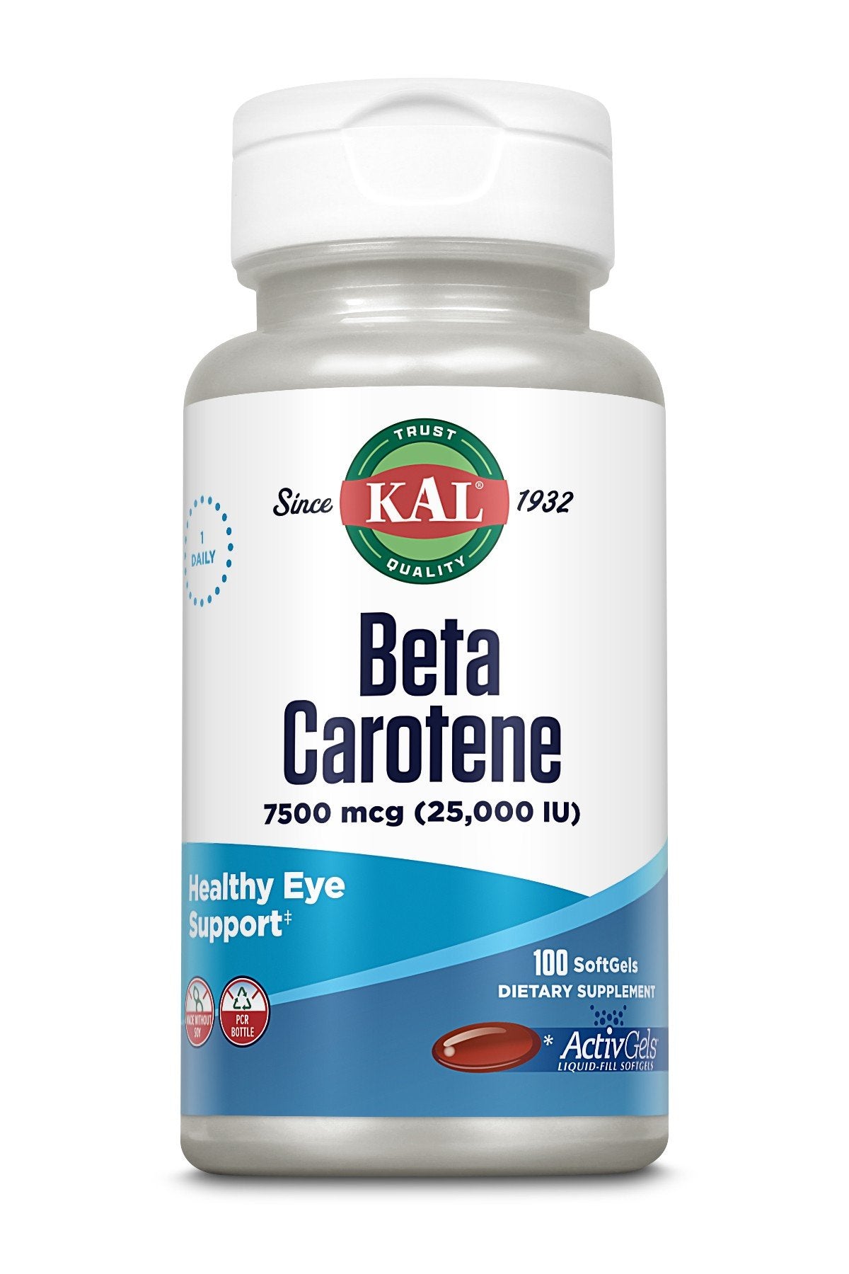 Kal Beta-Carotene 7500 mcg (25,000 IU ) 100 Softgel