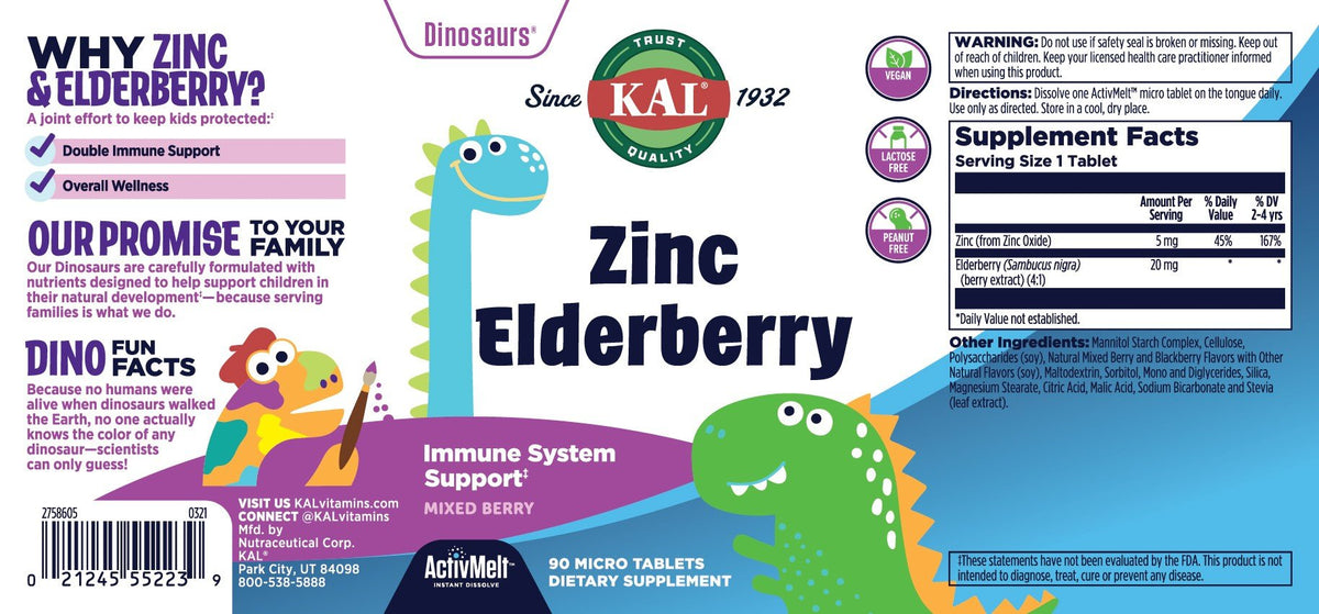 Kal Zinc Elderberry ActivMelt 5 mg Berry 90 Lozenge