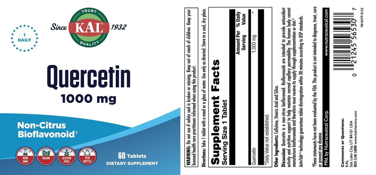 Kal Quercetin 1000mg 60 Capsule