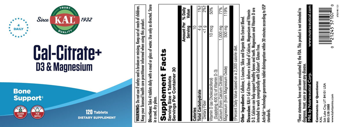 Kal Cal-Citrate D-3 &amp; Mag 120 Tablet